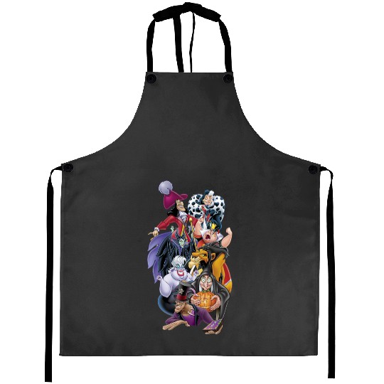 Disney Villains Classic Epic Group Shot Big Chest Portrait Aprons