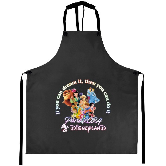 Paris 2024 Disneyland Tour 3/4 Short Sleeve Aprons