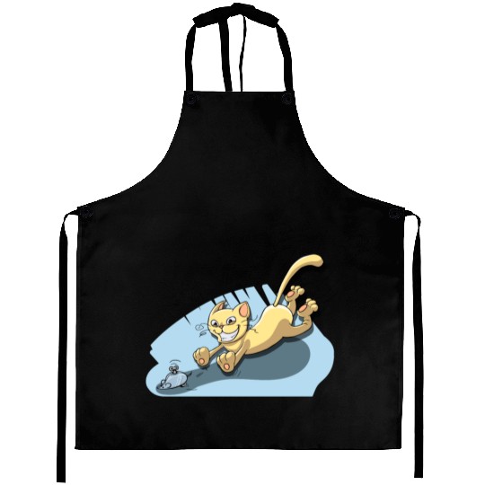 Cat Running After Rat - Tom and Jerry Illustration Aprons
