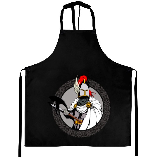 ancient warrior Sparta ax helmet raincoat pattern Aprons