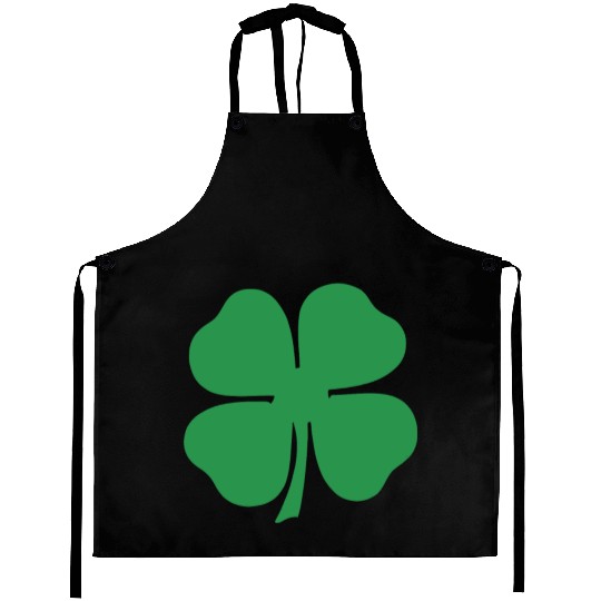 Green 4 Leaf Clover Solid Aprons