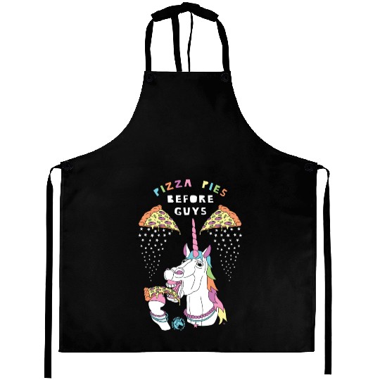 Pizza Pies Before Guys Unicorn Outline Aprons