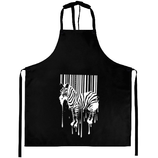 Banksy Street Art Zebra Bar Code Aprons