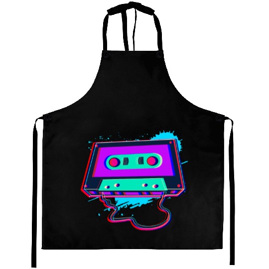 80s Music Cassette Tape : 3D, Neon, 80s songs Aprons