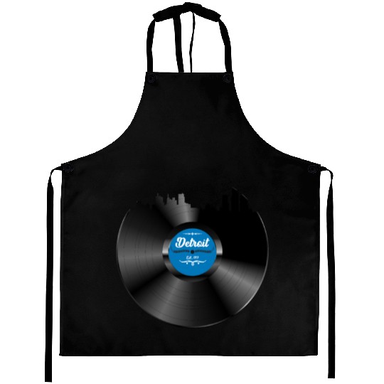 Detroit Vinyl Skyline Record Music Lover Aprons