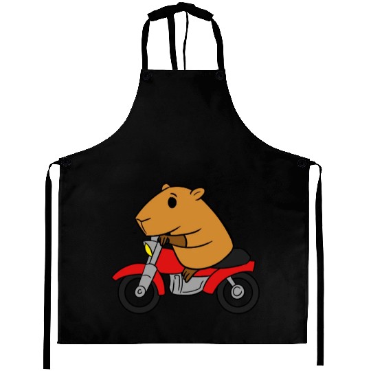 Capybara Riding Motorcycle Aprons Funny Rodent