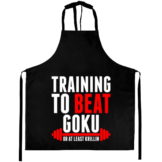 Training To Beat Goku Aprons