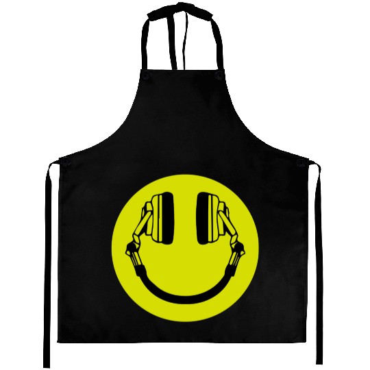 Headphone Smiley Acid House Cans MUSIC RAVE WEED D Aprons