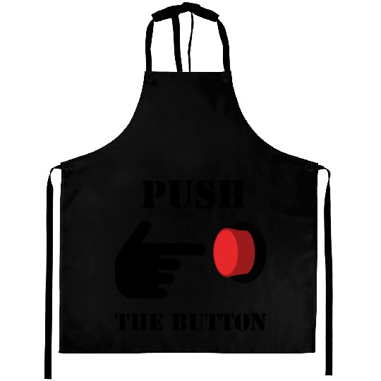 PUSH THE RED BUTTON (colored) Aprons