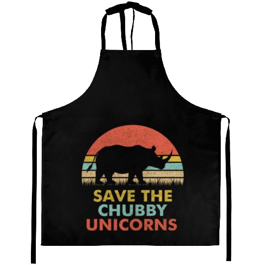 Save The Chubby Unicorns Aprons Vintage Retro