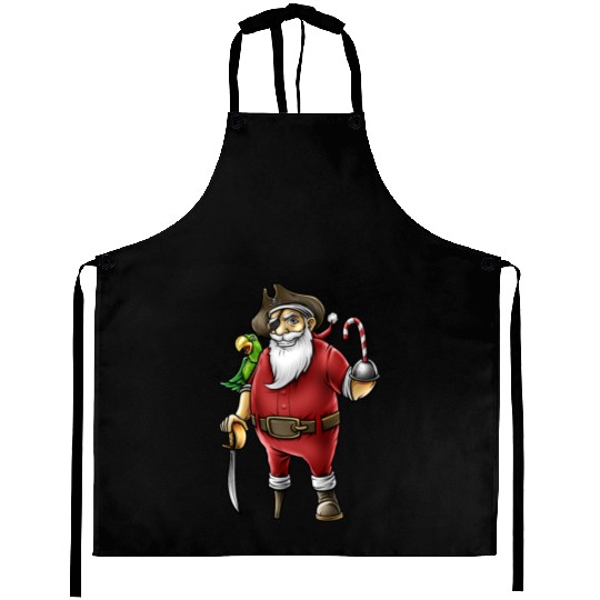 Santa Pirate Funny Christmas Candy Cane Hook Hand Aprons