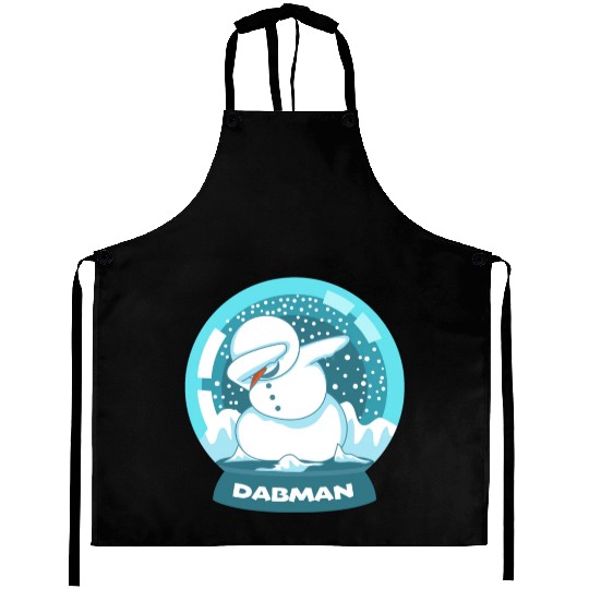 Dab Dabbing Snowman Dancing Snow Globe Christmas Aprons
