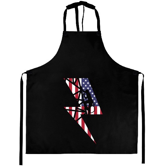 Lineman Usa American Flag Cable Pole Light Gift Aprons