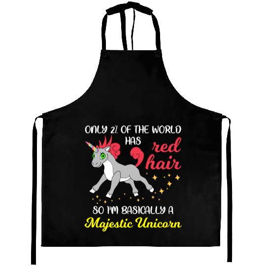 Red Hair Majestic Unicorn Redhead Ginger Gift Aprons