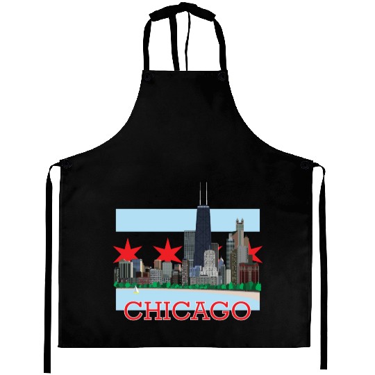 Chicago Skyline and Flag Aprons