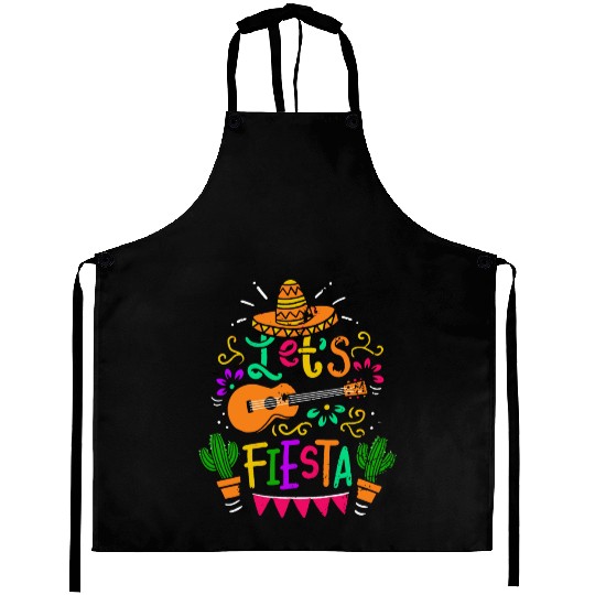 Cinco De Mayo Cactus Sombrero Fiesta Guitar Funny Aprons
