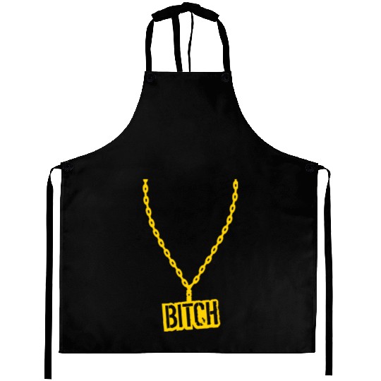 bitch necklace jewelry gold choker fashion beast s Aprons