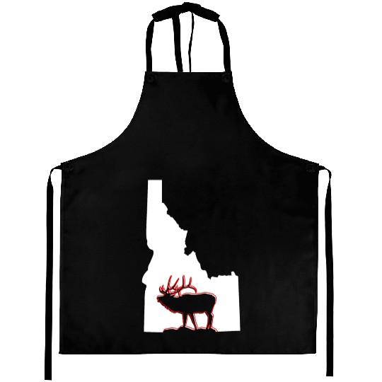 Idaho state with outline of Elk inside combi Aprons