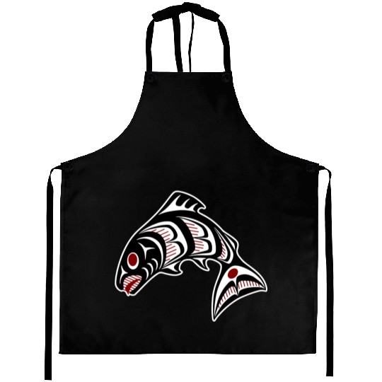 Native American Red Black Haida Vector Salmon Aprons