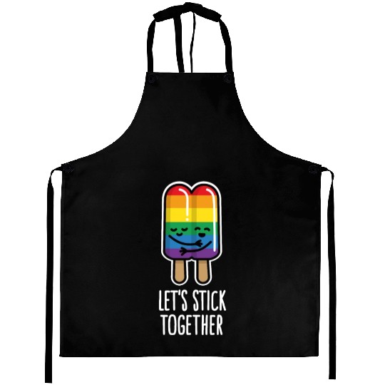 Let's stick together funny gay couple popsicle Aprons