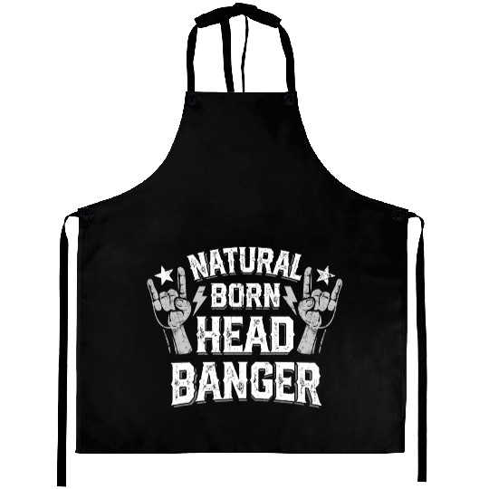 Natural born Headbanger Devil horns Heavy Metal Aprons