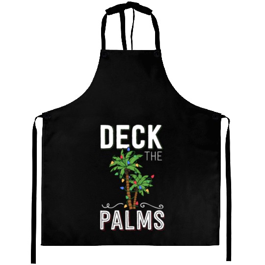 Deck The Palms Tropical Hawaii Christmas Palm Aprons