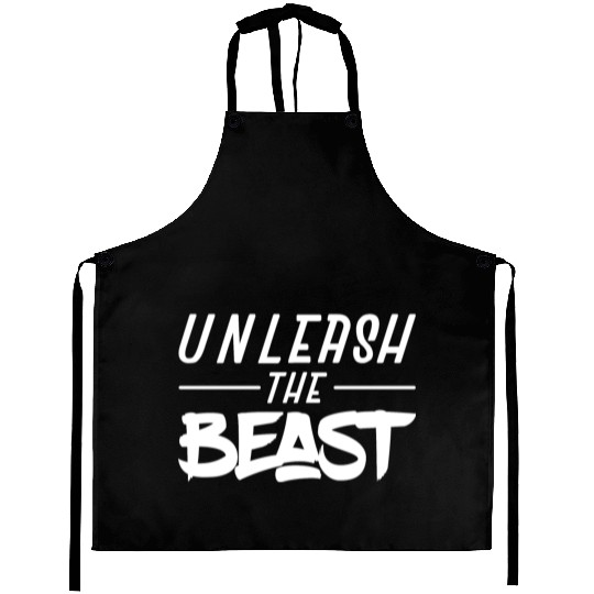 Unleash the Beast Fitness Workout Training White Aprons