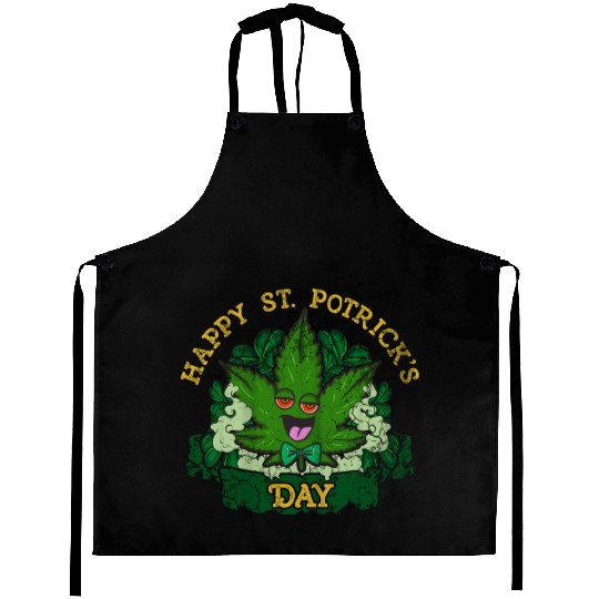 Marijuana St Potricks Day 420 Weed St Patricks Aprons