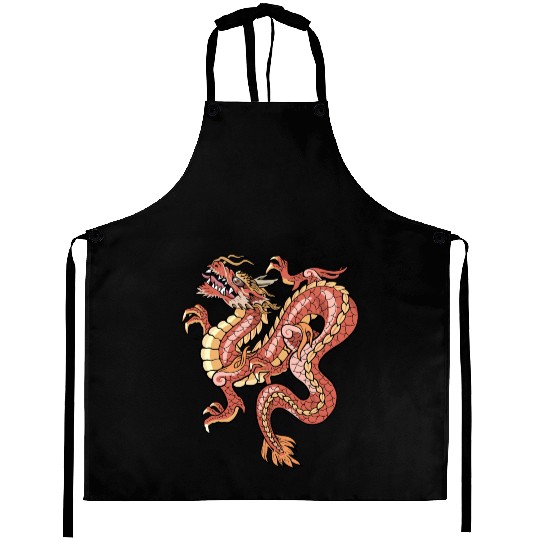 big red chinese dragon Aprons
