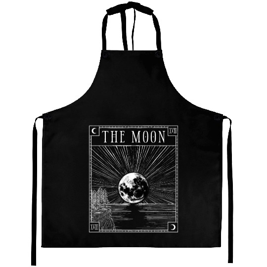 Moon Tarot Card XVIII Occult Witchcraft Gothic Aprons