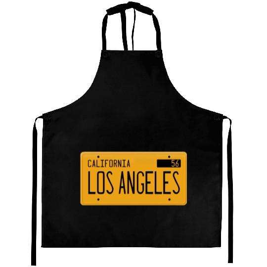 Los Angeles California 1956 yellow license plate Aprons