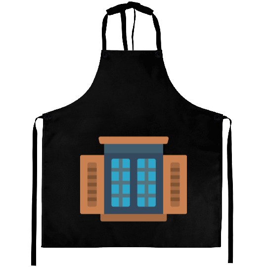 Geometric Cabin Window Design Aprons