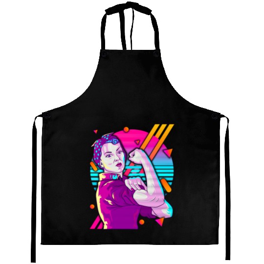 Rosie The Riveter Vaporwave Aprons