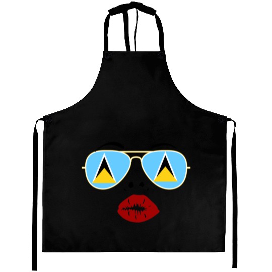 Saint Lucia Flag St Lucia Sunglasses Lips Kiss Aprons