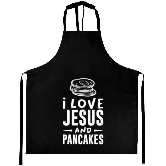 Christian Faith I love Jesus and Pancakes Gift Aprons