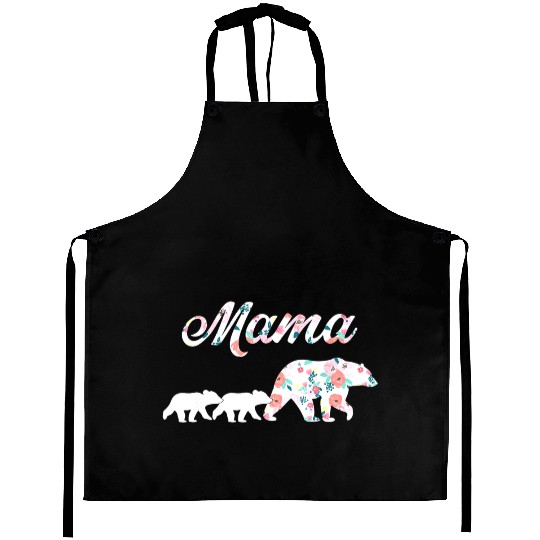 Floral Mama Bear Mom of 2 Mama Bear and Cubs Aprons