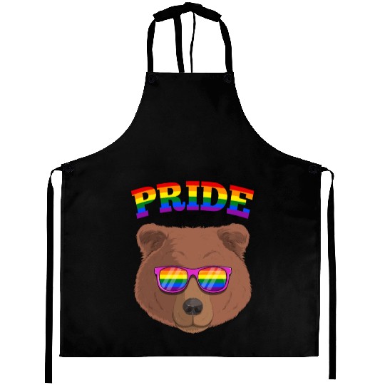 Gay Pride Grizzly Bear with LGBT Rainbow Aprons