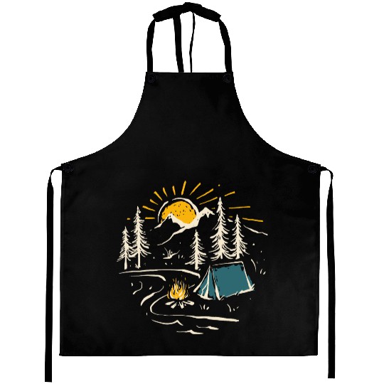 Camping Hiking Nature Mountain River Aprons