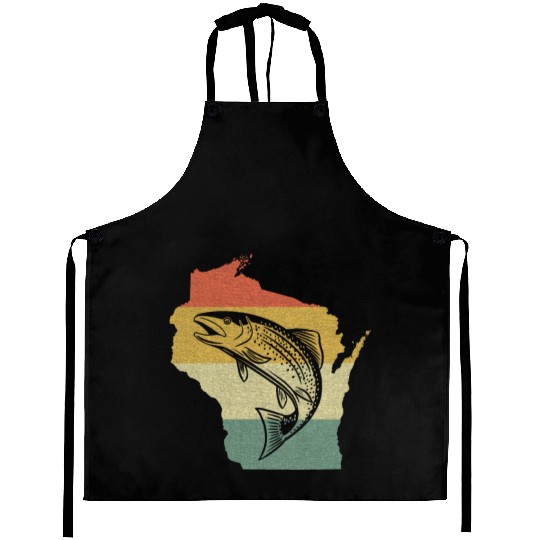 Vintage Retro Sunset Wisconsin Fishing Aprons