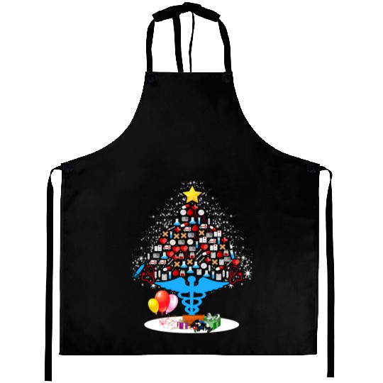 Medical Tools Christmas Tree Funny Nurse Christmas Aprons