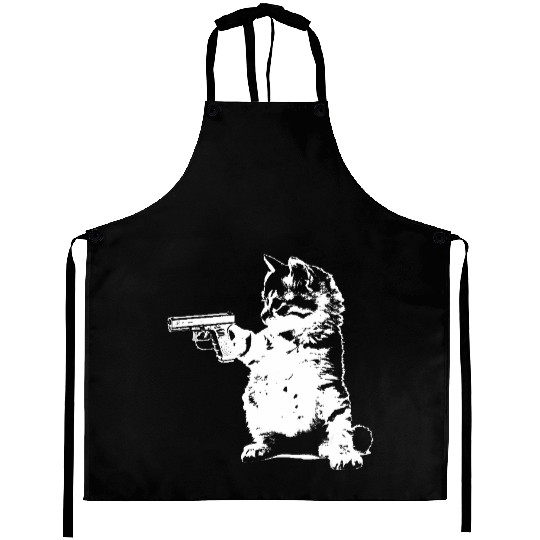 Gun Kitty Funny Cat Aprons