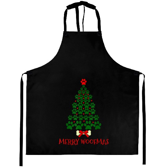 Super Cute Dog Paws Print Christmas Aprons