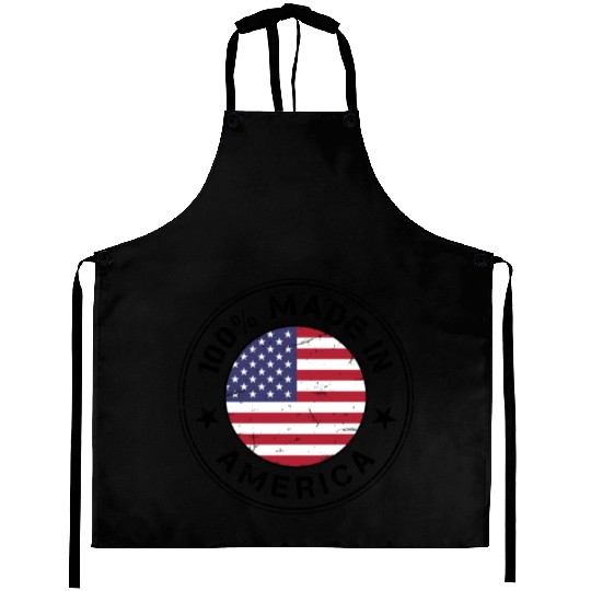 USA Made in America flag stamp Aprons