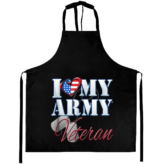 I Love My Army Veteran Patriotic Men Women Aprons
