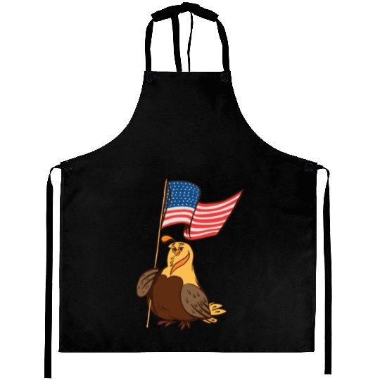 US Quail patriot with banner cute cartoon quail Aprons