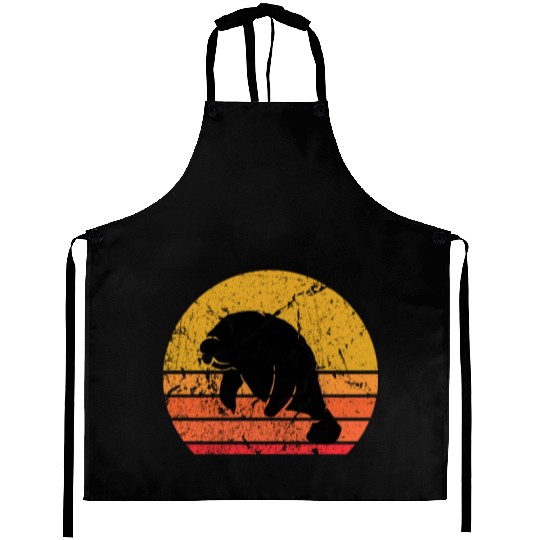 Retro Sun Dugong Manatee Sea Cow Gift Aprons