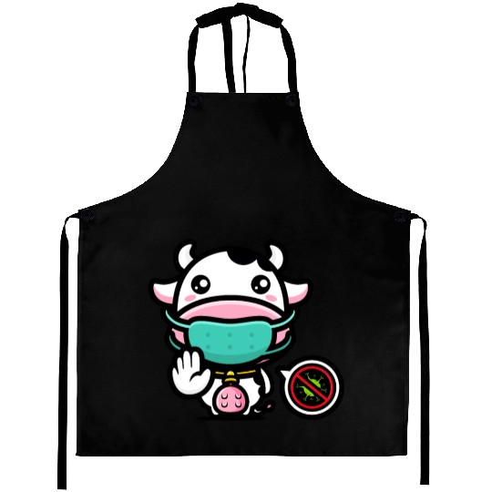 Cute Anti-Covid Cow With Quarantine Mouthguard Aprons