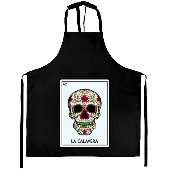 La Calavera Lottery The Skull Card Mexican Lottery Aprons