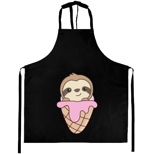 Sloth Pink Ice Cream Waffle Cute Animals For Kids Aprons