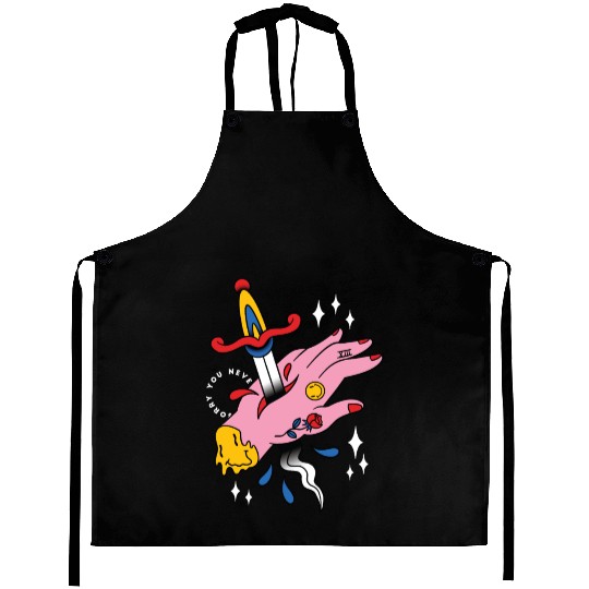 TRIPPY STABBED HAND TATTOO Aprons